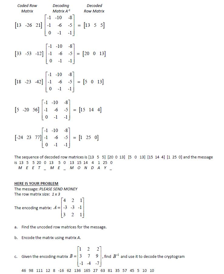 how to encode a message with a matrix how to encode a message with a matrix