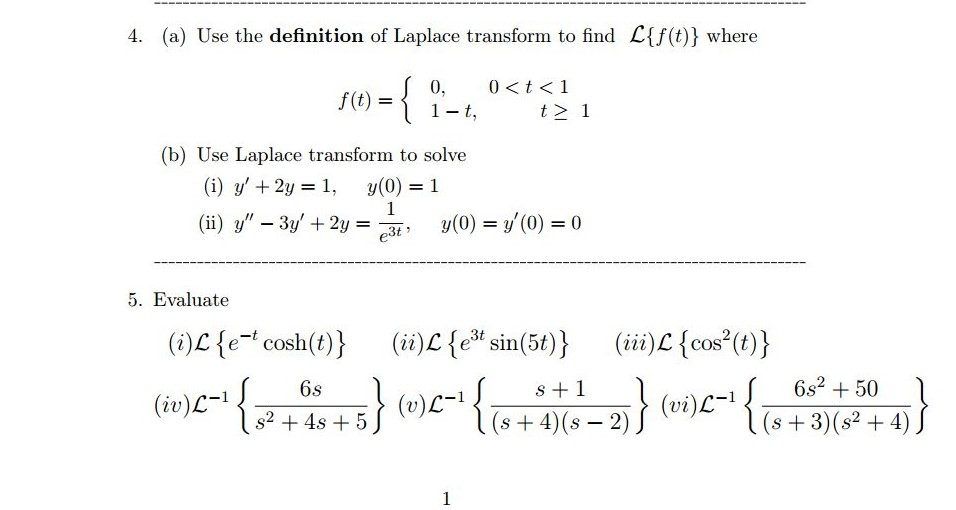 Solved Use The Definition Of Laplace Transform To Find L Chegg Com