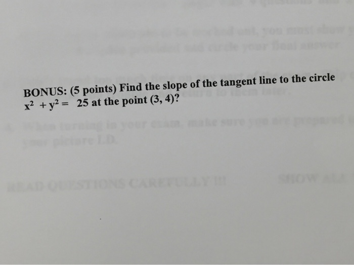 Solved Find The Slope Of The Tangent Line To The Circle X Chegg Com