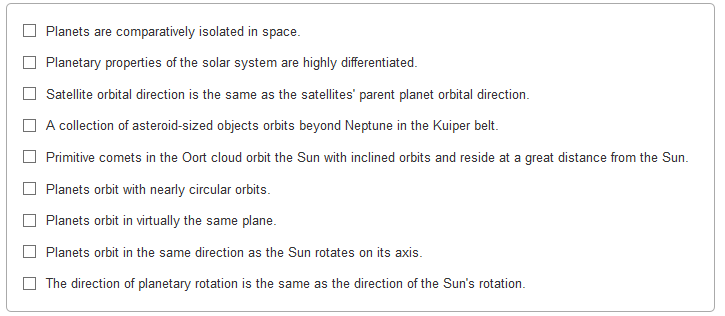 Solved List The Major Facts That Any Theory Of The Solar