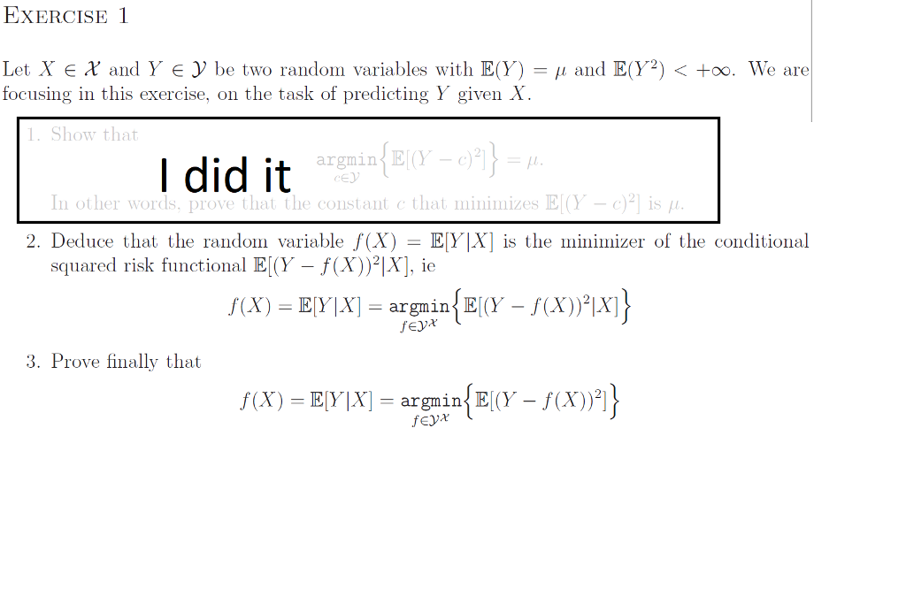 Exercise 1 Let X E X Aid Y Be Two Random Variabl Chegg Com