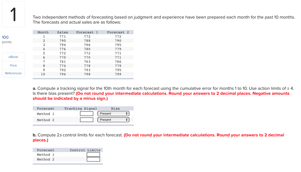 Two Independent Methods Of Forecasting Based On Chegg 