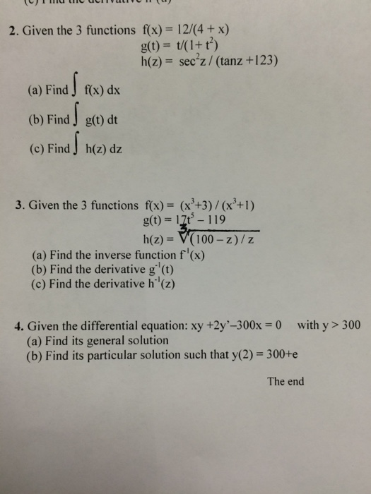 Solved Given The 3 Functions F X 12 4 X G T T Chegg Com