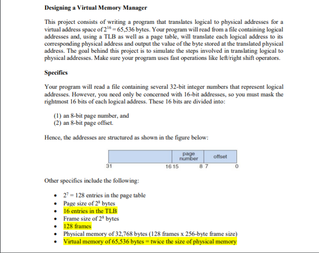 Solved Designing A Virtual Memory Manager This Project Chegg Com