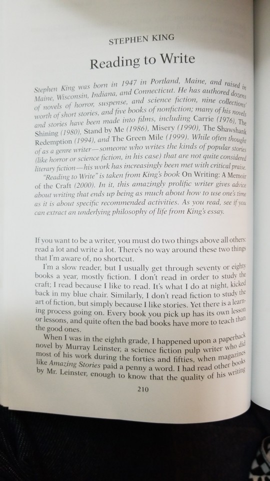 Stephen king reading to write summary image