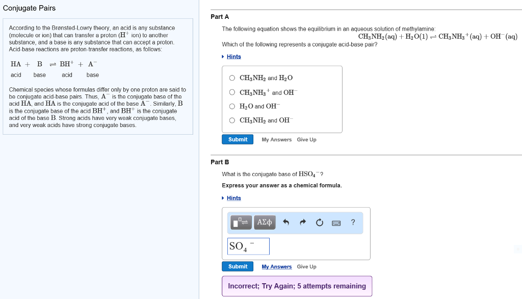 Solved: Conjugate Pairs Part A According To The Brønsted L ...