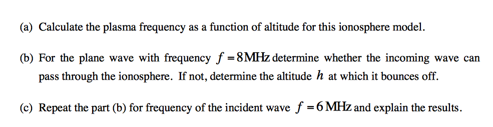 Solved (a) Calculate the plasma frequency as a function of