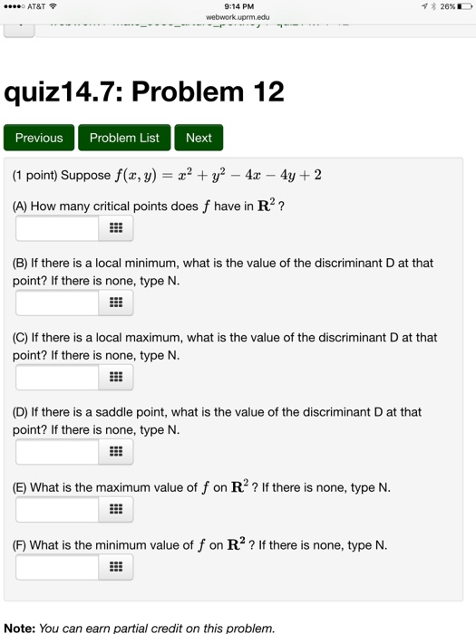 Solved Suppose F X Y X 2 Y 2 4x 4y 2 How Many Chegg Com