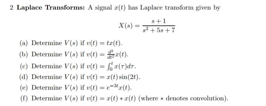 Solved 2 Laplace Transforms A Signal R T Has Laplace Tr Chegg Com