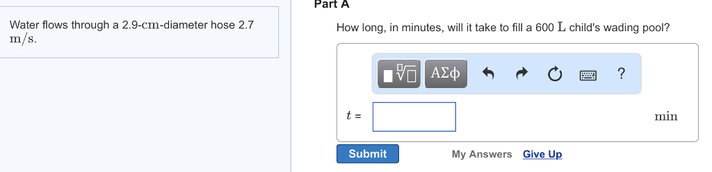 Solved Water Flows Through A 2.9cmdiameter Hose 2.7 M/s