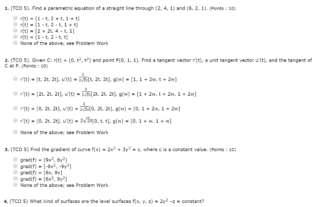 Solved Find A Parametric Equation Of A Straight Line Thro Chegg Com