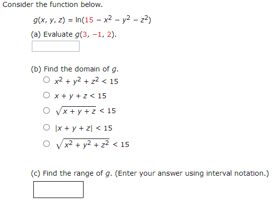 Solved Consider The Function Below G X Y Z Ln 15 Chegg Com