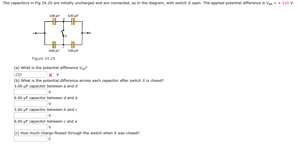 The Capacitors In Fig 24 25 Are Initially Uncharged Chegg 