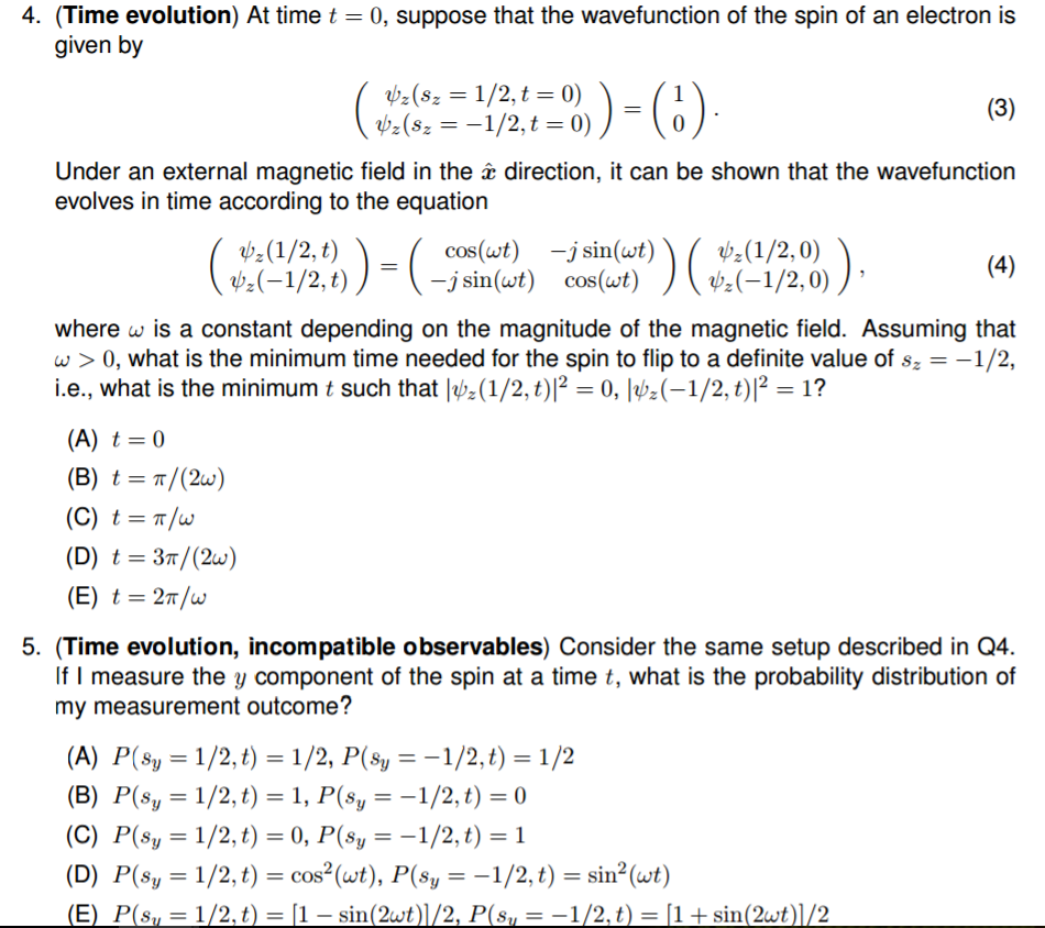 Solved At Time T 0 Suppose That The Wavefunction Of Th Chegg Com