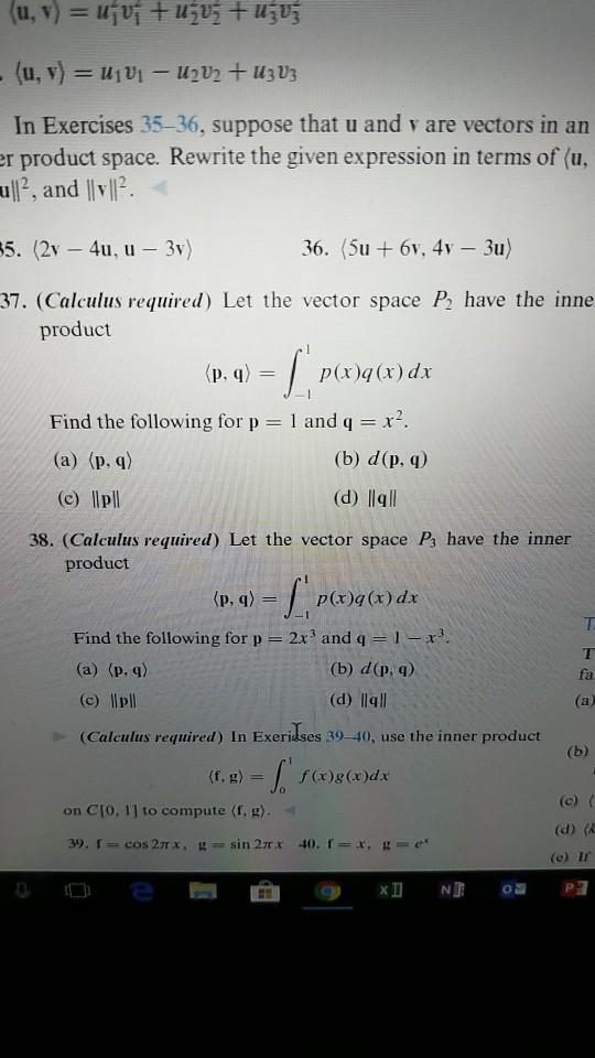 Solved In Exercises 35 36 Suppose That U And V Are Vecto Chegg Com