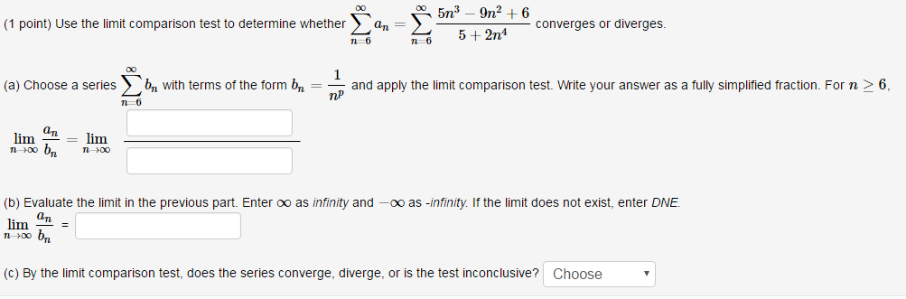 Solved Use The Limit Comparison Test To Determine Whether Chegg Com