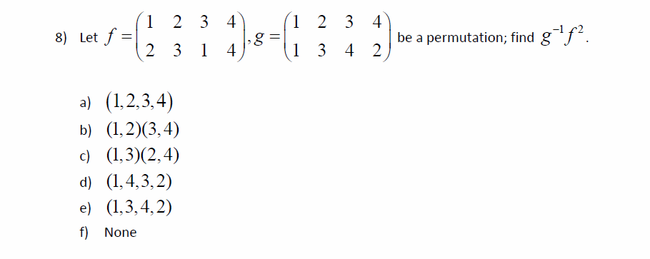 Solved Let F 1 2 2 3 3 1 4 4 G 1 1 2 3 3 4 4 2 B Chegg Com