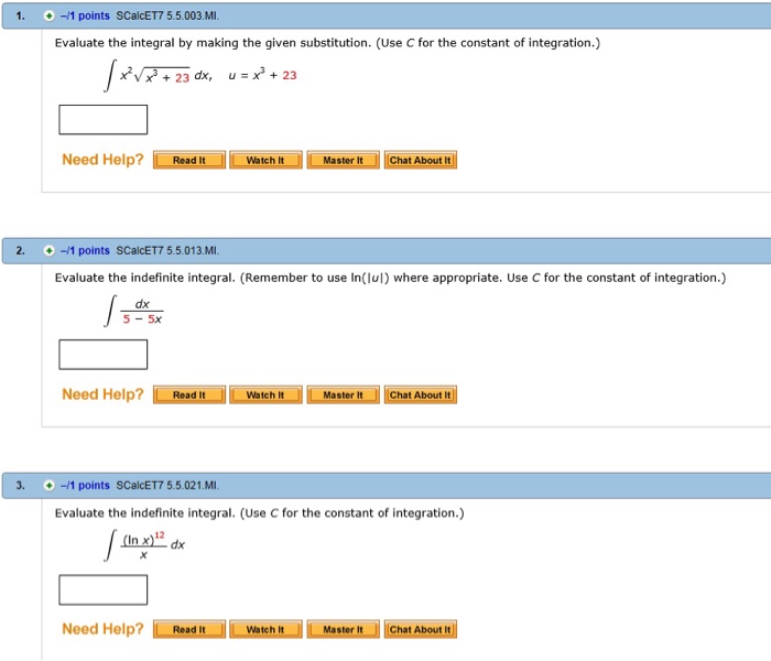 Evaluate The Integral Making The Given Chegg 