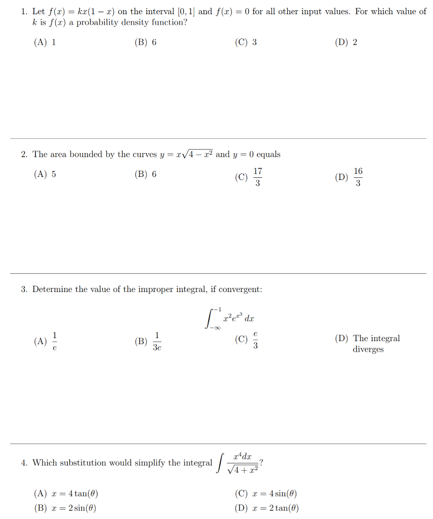 1 Let F X Kx 1 X On The Interval 0 1 And F 0 Chegg Com