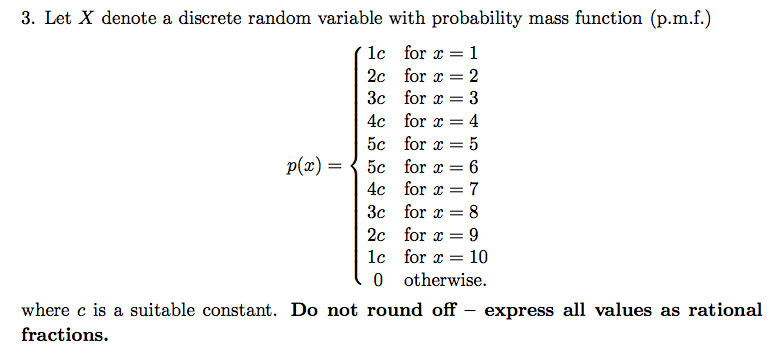 Solved A Find The Value Of C For Which This Is A Valid P Chegg Com