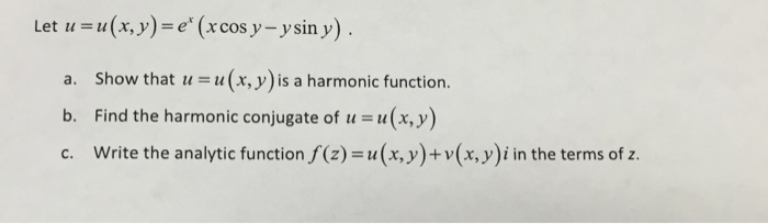 Solved Let U U X Y E X X Cos Y Y Sin Y A Show Chegg Com