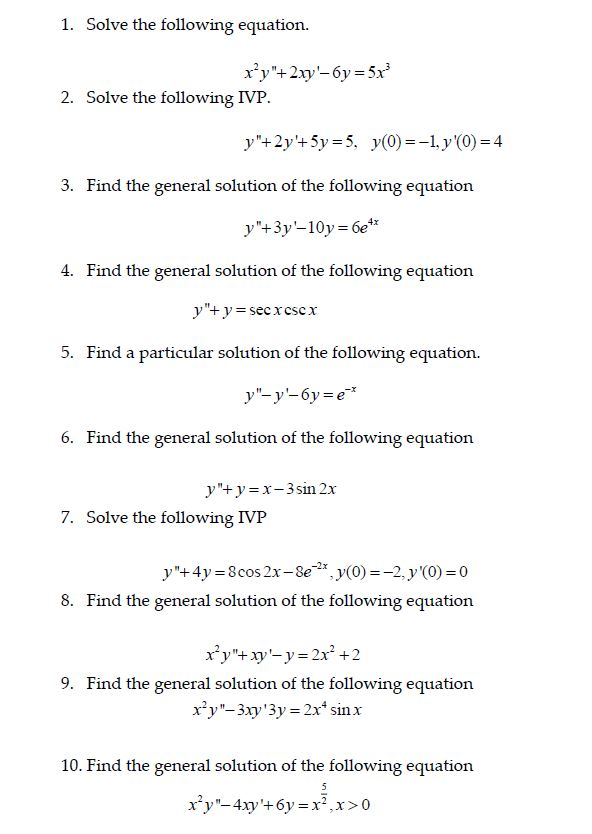 1 Solve The Following Equation X 2y 2xy 6y Chegg Com