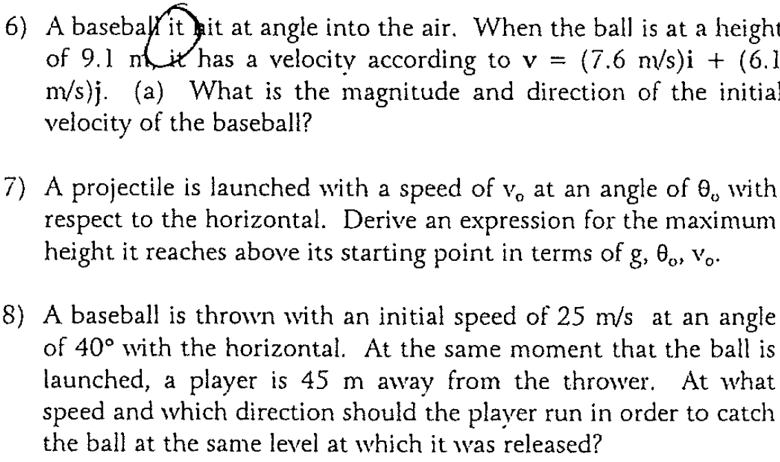 Solved A Baseball It Hit At Angle Into The Air When The Chegg Com