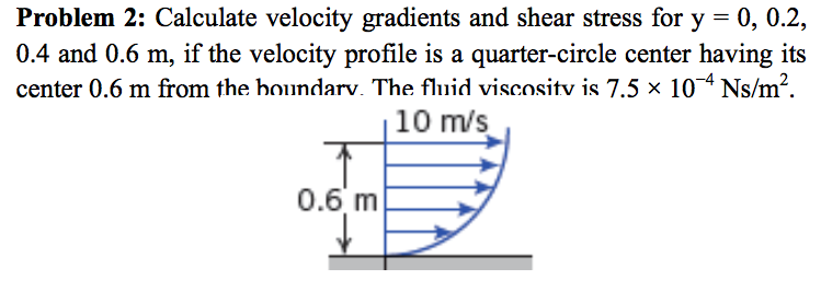 Problem 2 Calculate Velocity Gradients And Shear Chegg Com