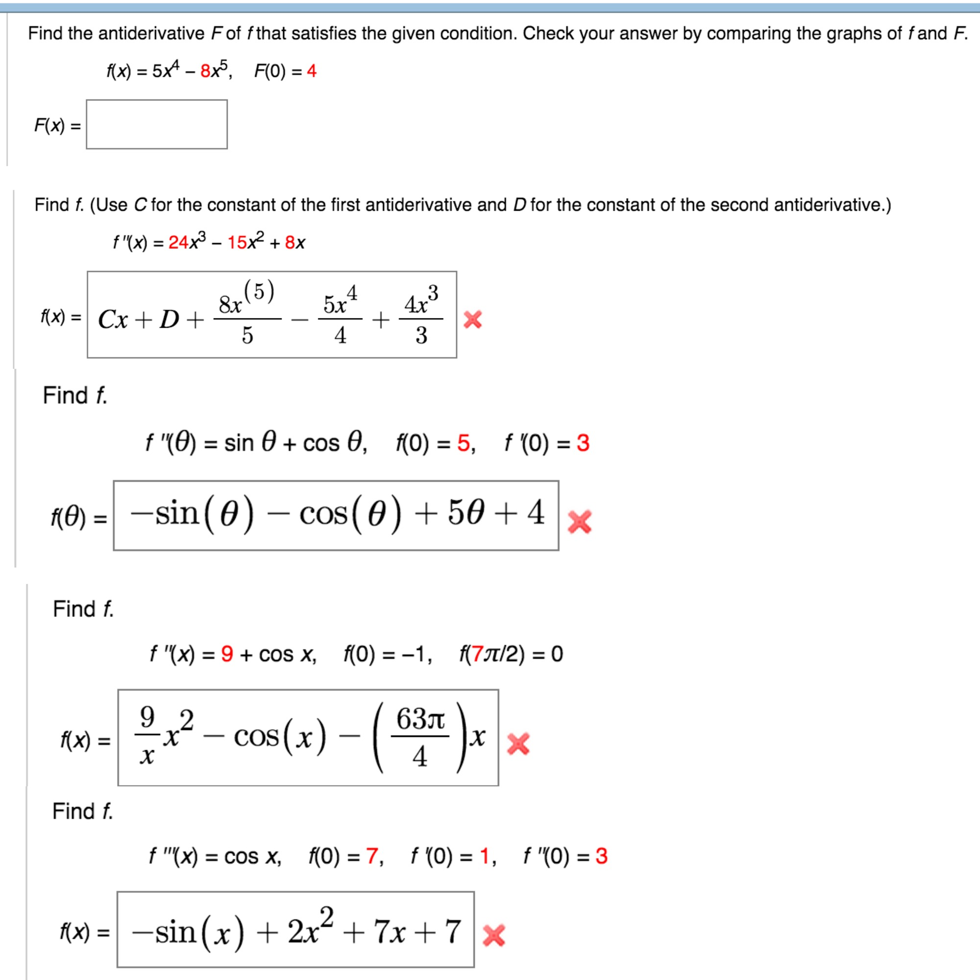 Solved Find The Antiderivative F Of F That Satisfies The Chegg Com