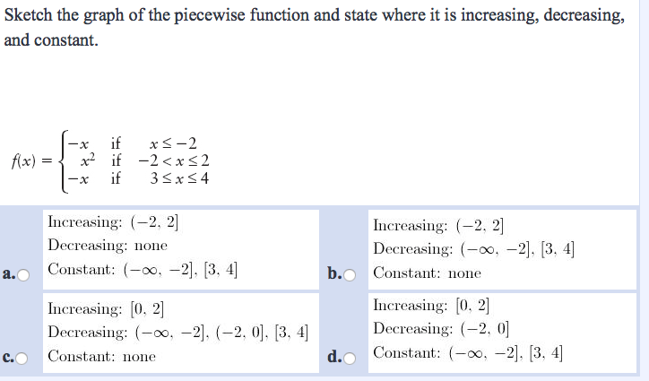 Solved Sketch The Graph Of The Piecewise Function And Sta