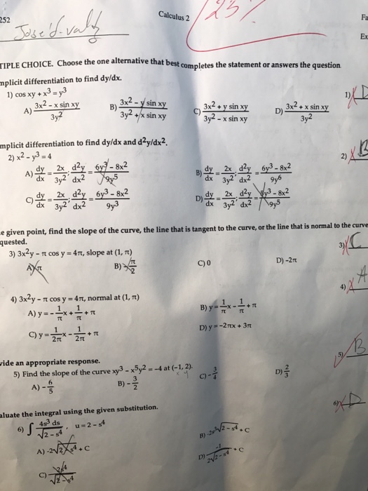 Differentiation To Find Dy Dx Cos Xy X 3 Y 3 Chegg Com