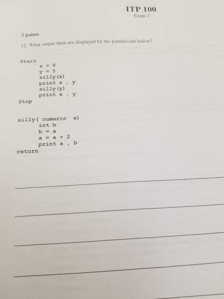 What Lines 100 2 Output 12. ... 2 Solved: Exam Are Points ITP