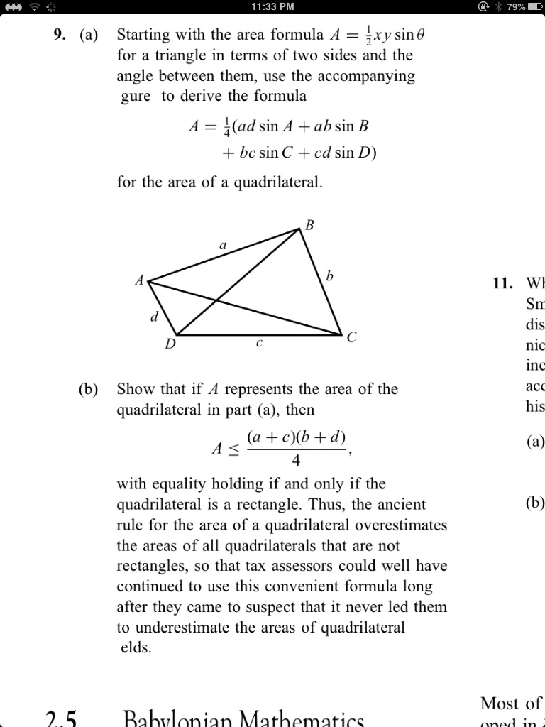 Solved Starting With The Area Formula A 1 2 Xy Sin Theta Chegg Com