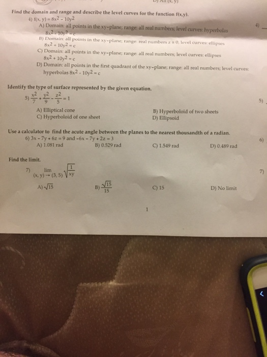 Find The Domain And Range And Describe The Level The Chegg Com