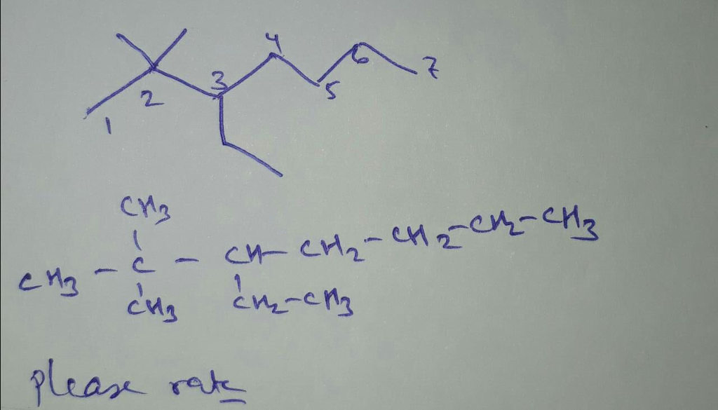 Question & Answer: Please draw the correct structure of 3-ethyl-2,2-dimethylheptane. Keep in mind the drawing..... 1
