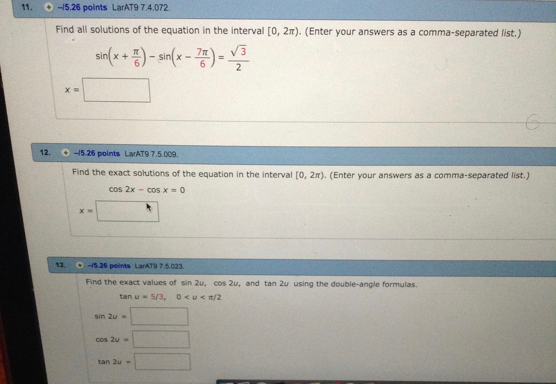 Find All Solutions Of The Equation In The Interval Chegg Com