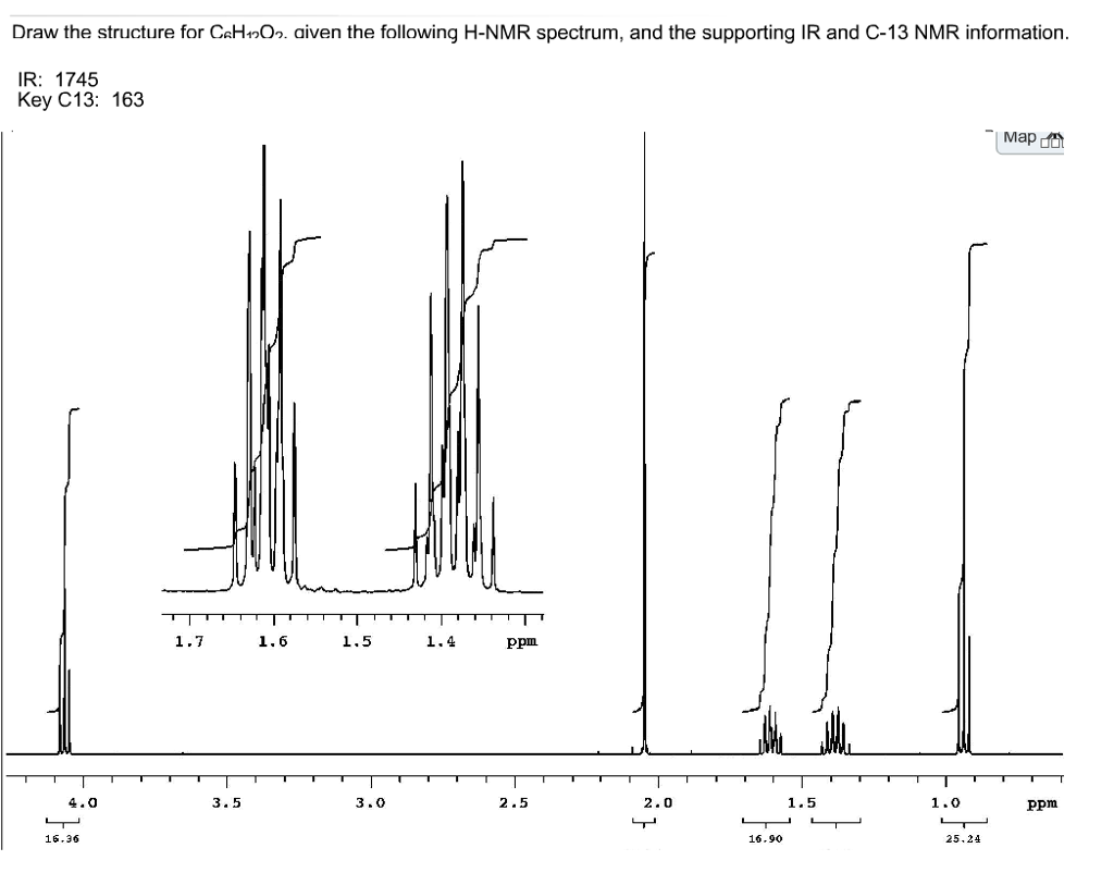 Draw the structure for CaHnO. aiven the following H-NMR spectrum, and the s...