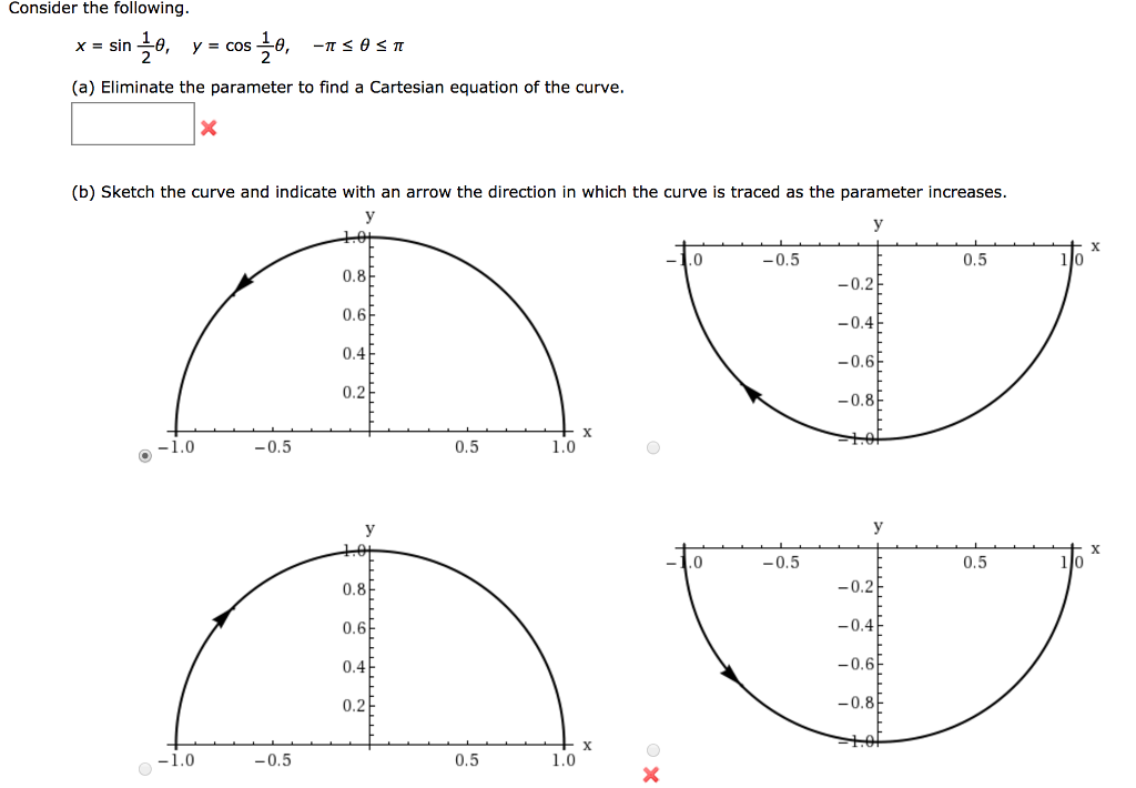 Solved Consider The Following. X = Sin 1/2 Theta, Y = Cos
