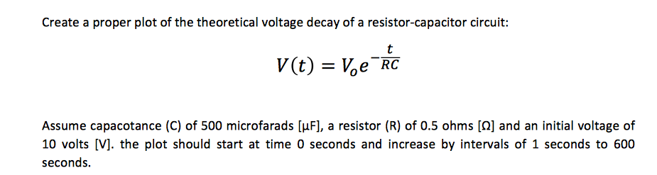 Solved Create A Proper Plot Of The Theoretical Voltage De Chegg Com