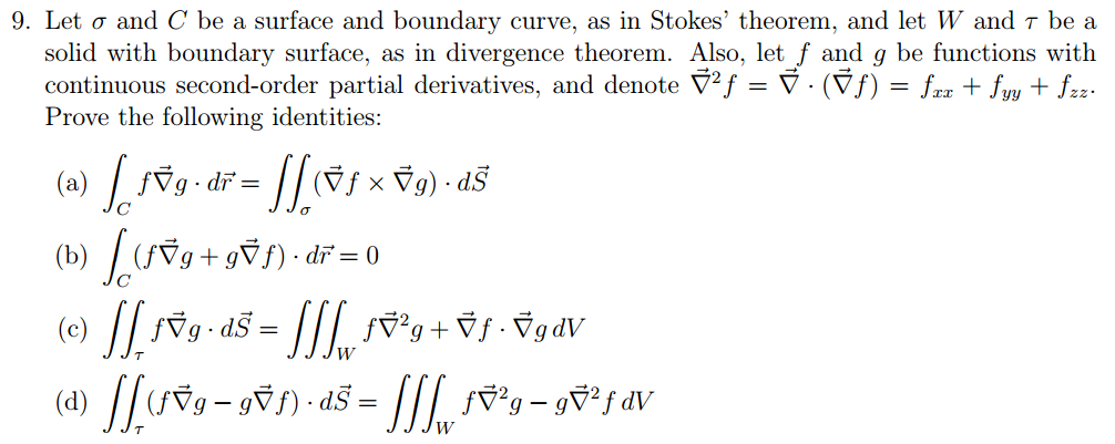 Solved 9 Let A And C Be A Surface And Boundary Curve As Chegg Com