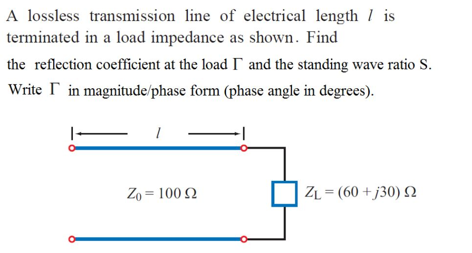 A Lossless Transmission Line Of Electrical Length L Chegg 