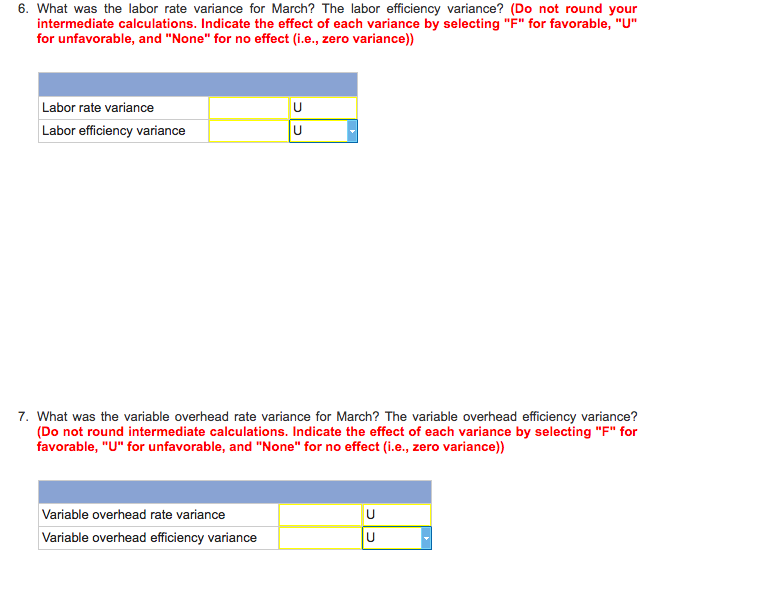 Solved 6. What Was The Labor Rate Variance For March? The