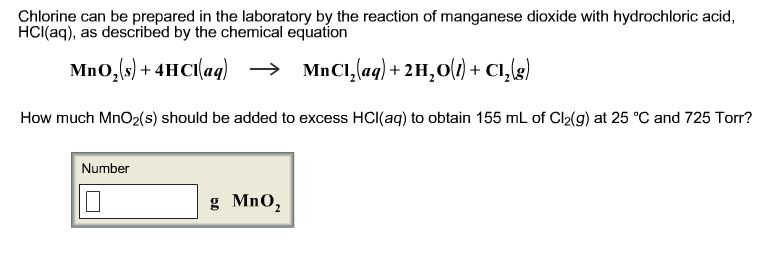 Chlorine Can Be Prepared In The Laboratory By The Chegg Com