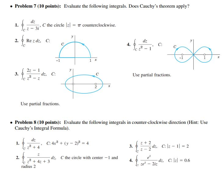 Solved . Problem 7 (10 points): Evaluate the following | Chegg.com