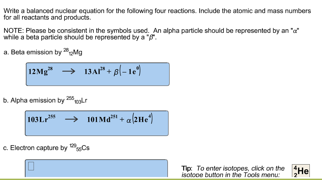 Write A Balanced Nuclear Equation For The Following Chegg 