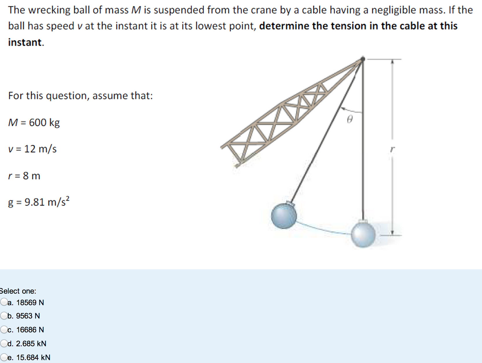 Solved The Wrecking Ball Of Mass M Is Suspended From The