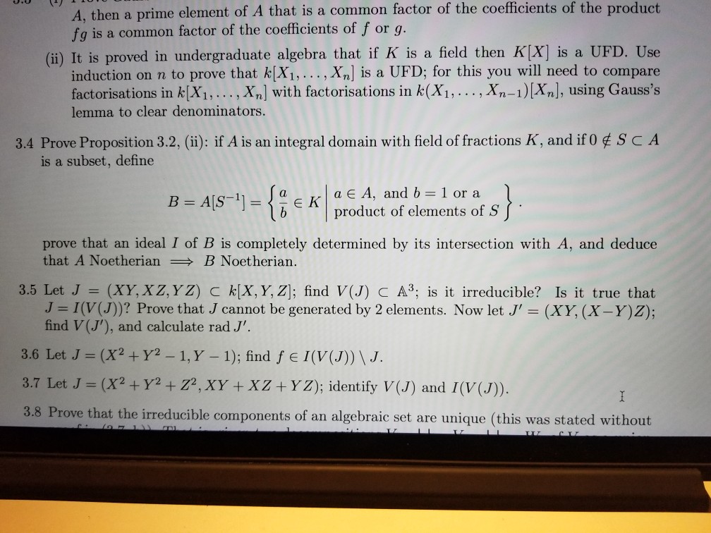 Solved A Then A Prime Element Of A That Is A Common Fact Chegg Com