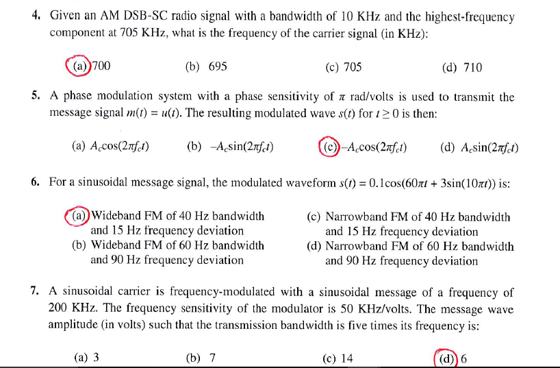 Solved 4. Given an AM DSB-SC radio signal with a bandwidth 