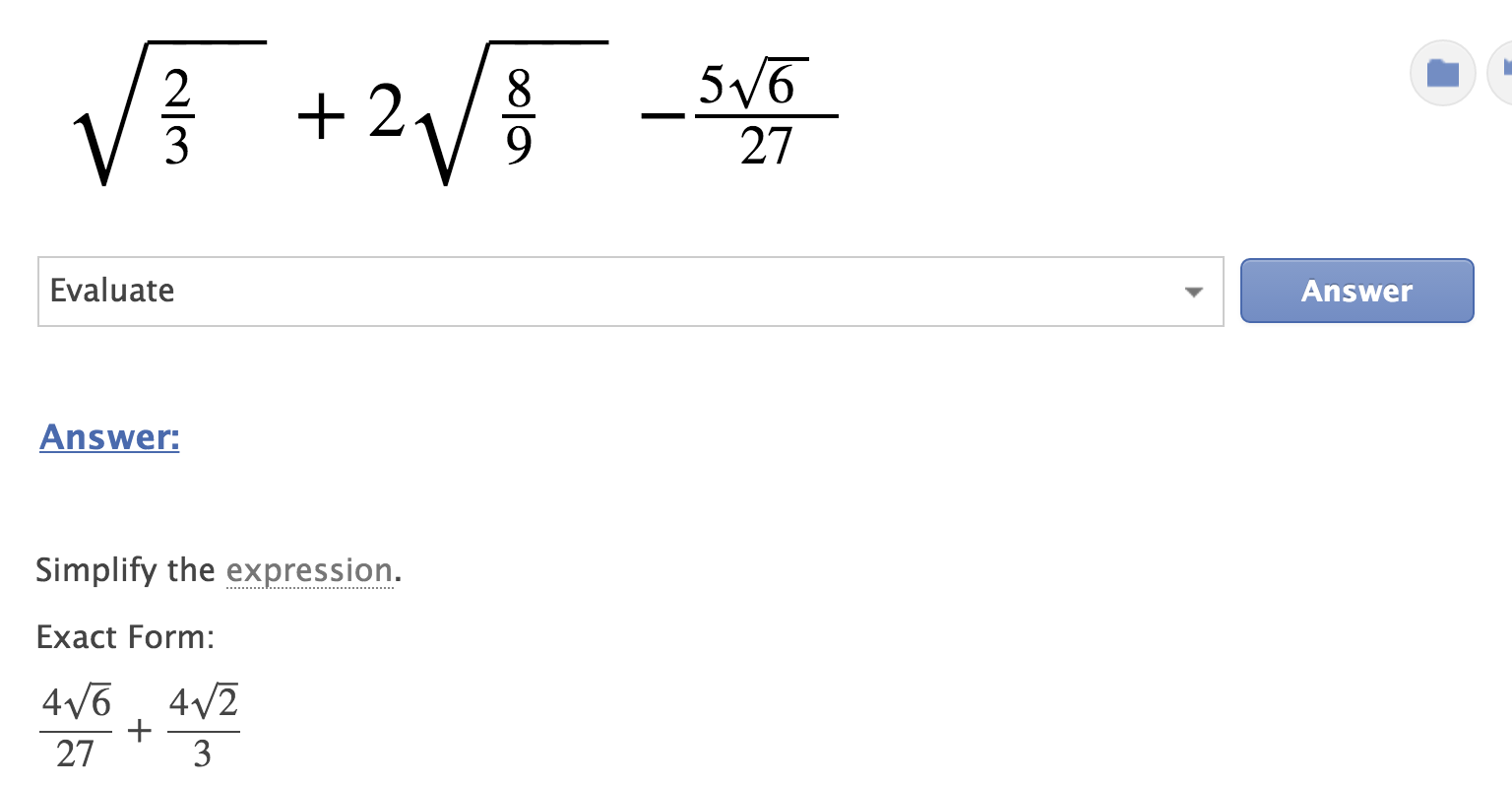 Solved Squareroot 2 3 2 Squareroot 8 9 5 Squareroot 6 Chegg Com