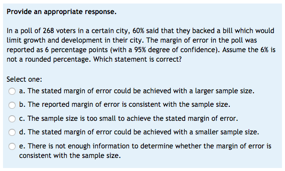 Solved Provide An Appropriate Response In A Poll Of 268